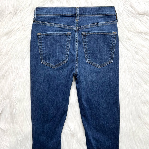 Free People Distressed Busted Knee Medium Wash Mid Rise Cropped Skinny Jeans - Picture 6 of 11